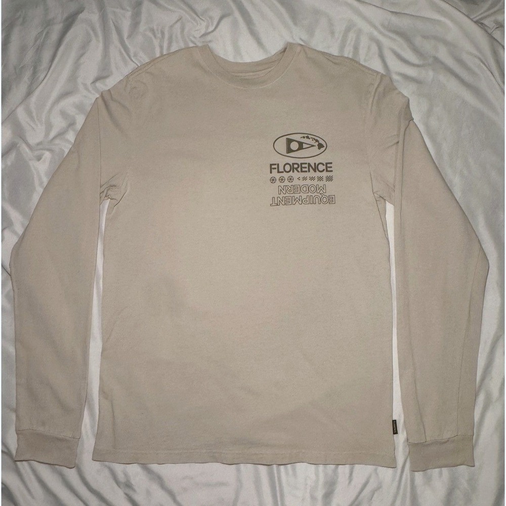 Florence Marine X Modern Equipment Long Sleeve Shirt Mens M Tan Graphic Tee